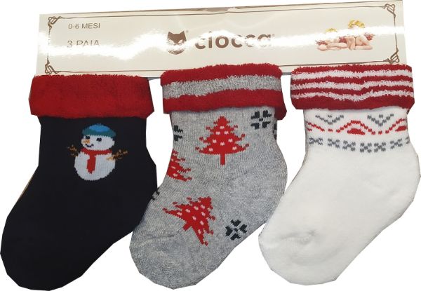 Εικόνα της 3 ΤΕΜΑΧΙΑ βρεφικές κάλτσες με σχέδια και πετσέτα εσωτερικά. Μπλε-Γκρι-Λευκό.(88%Βαμβάκι-11%Polyamide-1%Elastane)