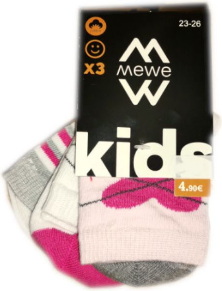 Εικόνα της 3 Ζεύγη παιδικές κάλτσες λευκές/ροζ MeWe.