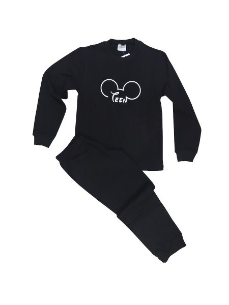 Εικόνα της Galaxy βαμβακερή παιδική πιτζάμα μαύρη "Teen".