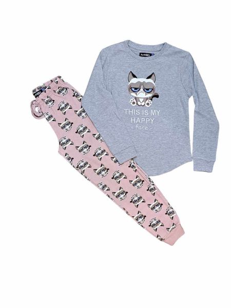 Εικόνα της Mei Βαμβακερές Παιδικές Πιτζάμες Ροζ/Γκρι.