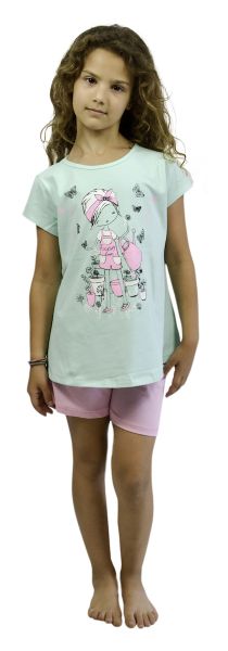 Εικόνα της Galaxy βαμβακερή παιδική κοριτσίστικη βεραμάν με ροζ σορτς.