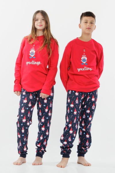 Εικόνα της MEI Παιδική Πιτζάμα Χειμωνιάτικη Βαμβακερή Κόκκινο 502450