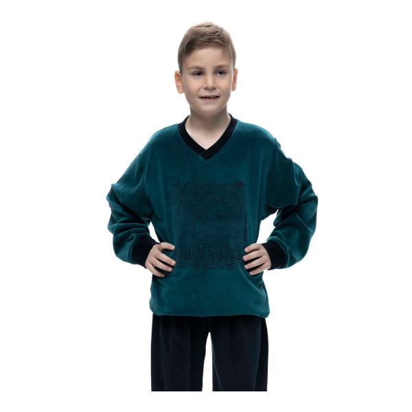 Εικόνα της Galaxy Παιδική Πιτζάμα Πετρόλ Βελούδινη GAW23-138-017