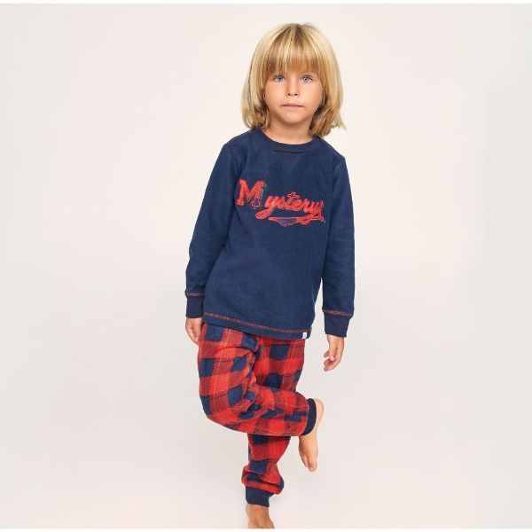 Εικόνα της Muydemi Παιδική Πιτζάμα Χειμωνιάτικη Fleece Μπλε 770212