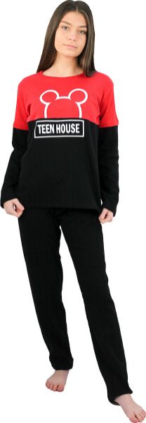 Εικόνα της Galaxy Παιδική Πιτζάμα Χειμωνιάτικη για Κορίτσι Κόκκινη/Μαύρη.