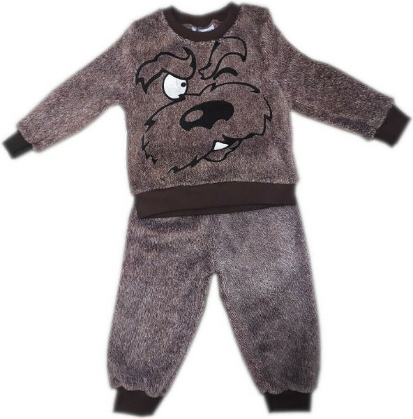 Εικόνα της Galaxy Παιδική καφέ αγορίστικη πιτζάμα φλις χνουδωτή.
