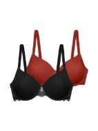 Εικόνα της 2Pack Dorina Lorena Bra Μαύρο/Κεραμιδί Με Μπανέλες & Ελαφριά Επένδυση.