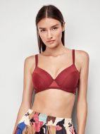 Εικόνα της Gisela ριγέ μπορντό σουτιέν με μπανέλα και ελαφριά επένδυση.