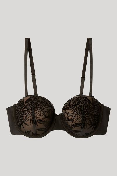 Εικόνα της Gisela Μαύρο Σουτιέν Strapless Με Δαντέλα, Μπανέλες & Ελαφριά Επένδυση.