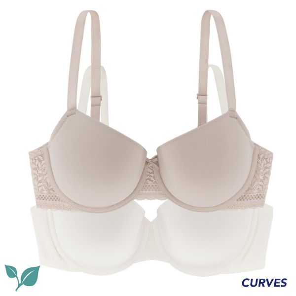 Εικόνα της Dorina 2Pack Ivory/White Σουτιέν με Μπανέλα και Ελαφριά Επένδυση .