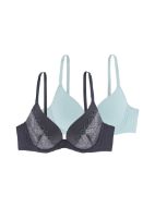 Εικόνα της 2Pack Dorina Kelsea Plunge Ανθρακί/Ανοιχτό Βεραμάν Σουτιέν Με Μπανέλα & Ελαφριά Ενίσχυση.