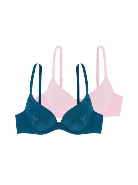 Εικόνα της 2Pack Dorina Kelsea Push Up Plunge 3/4 Cup, With Wire Blue/Pink.