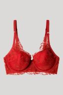Εικόνα της Gisela Σκούρο Κόκκινο Σουτιέν Με Δαντέλα, Μπανέλες & Ελαφριά Επένδυση.