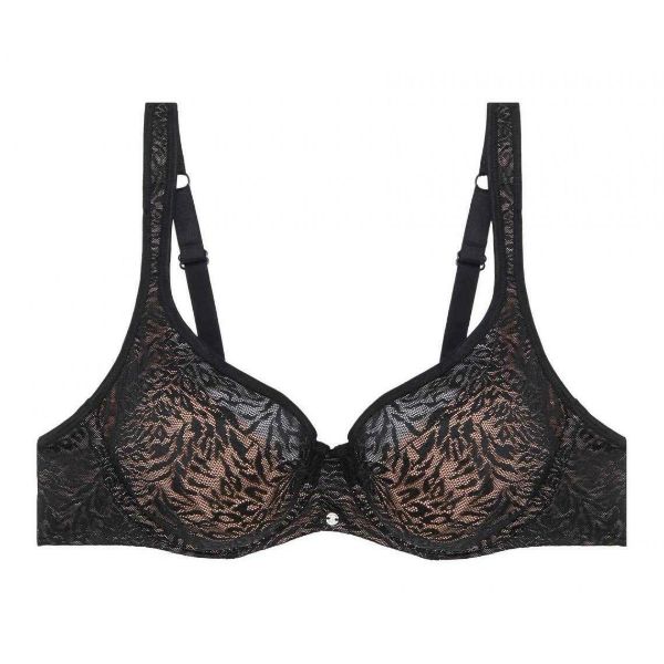 Εικόνα της Bestform Μαύρο/μπεζ σουτιέν με μπανέλα, χωρίς επένδυση, με ανατομικές ράντες.