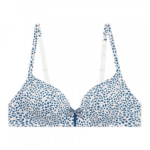 Εικόνα της Variance Σουτιέν χωρίς μπανέλα, με ελαφριά επένδυση. Εμπριμέ άσπρο/μπλε/σομόν.