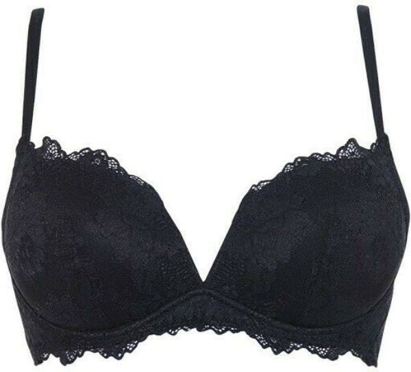 Εικόνα της Lormar Μαύρο σουτιέν χωρίς μπανέλα, με ενίσχυση και δαντέλα. Ρυθμιζόμενες ράντες.
