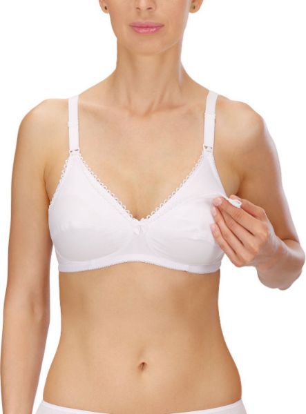 Εικόνα της Naturana Λευκό σουτιέν θηλασμού (100% βαμβάκι). Χωρίς μπανέλα, χωρίς επένδυση.