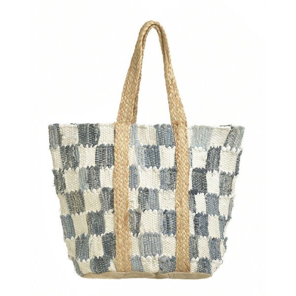 Εικόνα της BLE ΤΣΑΝΤΑ ΑΠΟ ΓΙΟΥΤΑ ΜΠΛΕ/ΑΣΠΡΗ 60x40 (70%COTTON 30%JUTE) Κωδικός: 5-42-099-0098