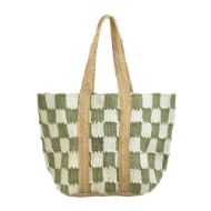 Εικόνα της BLE ΤΣΑΝΤΑ ΑΠΟ ΓΙΟΥΤΑ ΛΕΥΚΟ/ΠΡΑΣΙΝΟ 60x40 (70%COTTON 30%JUTE)