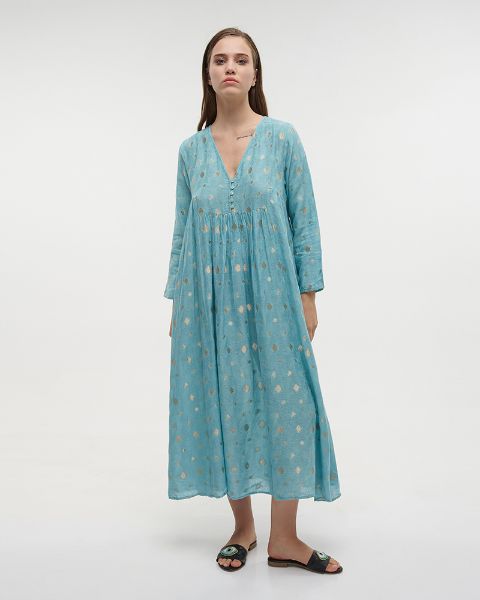 Εικόνα της BLE RESORT COLLECTION ΦΟΡΕΜΑ ΓΑΛΑΖΙΟ ΜΕ ΑΣΗΜΙ LUREX ONE SIZE (100% COTTON). (ΚΩΔ.: 5-41-230-0193)