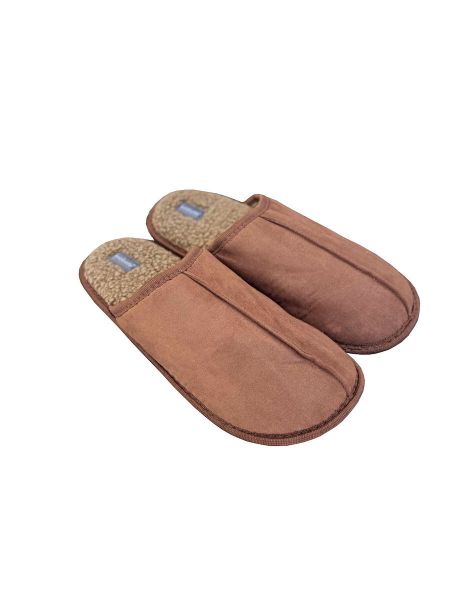 Εικόνα της Noidinotte καφέ προβατέ ανδρικές παντόφλες.