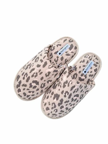 Εικόνα της Noidinotte Βαμβακερές Μπεζ Λεοπάρ Παντόφλες.