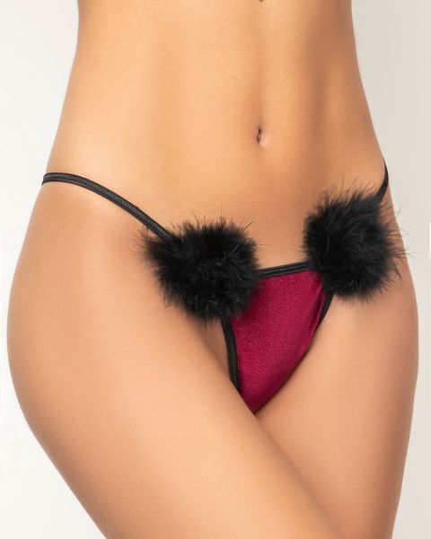 Εικόνα της Milena μπορντό string βελούδινο με πούπουλα.