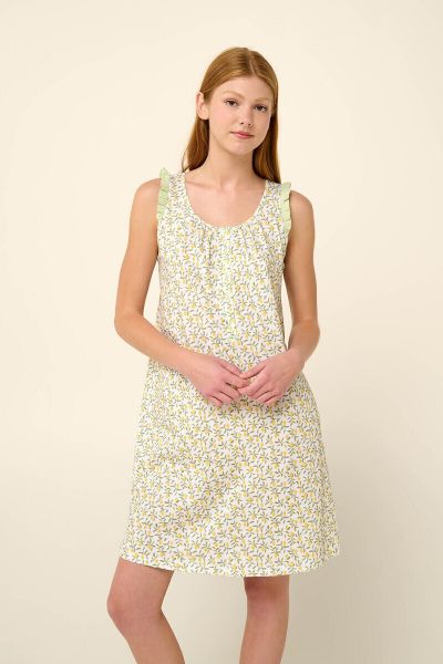 Εικόνα της Vamp Καλοκαιρινό Βαμβακερό Γυναικείο Νυχτικό Green Fog 22230