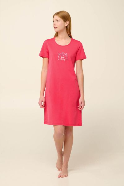 Εικόνα της Vamp Καλοκαιρινό Βαμβακερό Γυναικείο Νυχτικό Red Rouge 22304