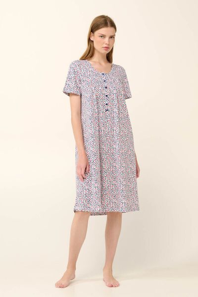 Εικόνα της Vamp Καλοκαιρινό Βαμβακερό Γυναικείο Νυχτικό Blue Peony 22302