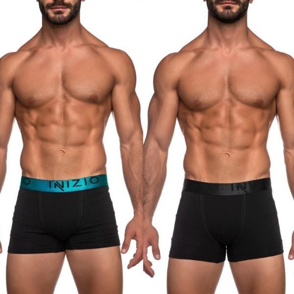 Εικόνα της Inizio 4400 Ανδρικά Μποξεράκια Μαύρο/Πετρόλ 2Pack