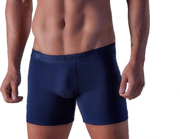 Εικόνα της CuWrap Δυάδα ανδρικά boxer μπλε με μακρύ πόδι & εξωτερικό λάστιχο.