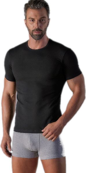 Εικόνα της 2 ΤΕΜΑΧΙΑ CuWrap μαύρα φανελάκια με κοντό μανίκι και κλειστό λαιμό.