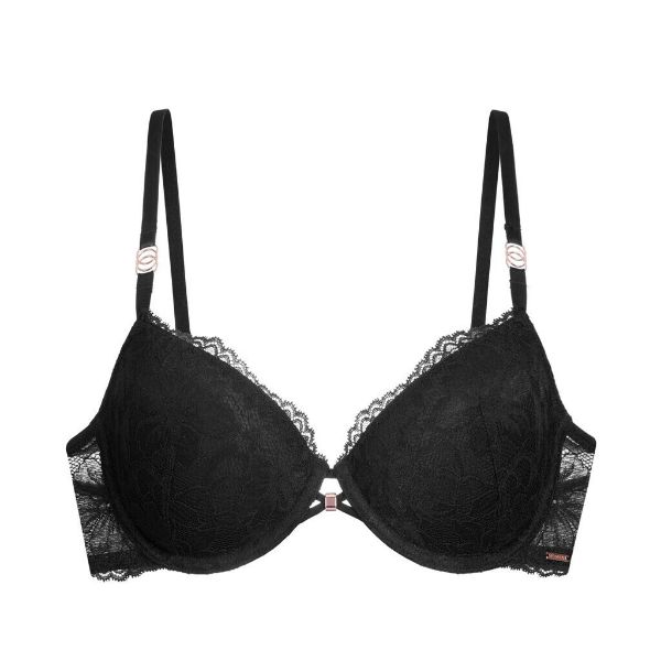 Εικόνα της Dorina Jemma Μαύρο Σουτιέν Με Δαντέλα, Μπανέλες Και Ελαφριά Επένδυση.