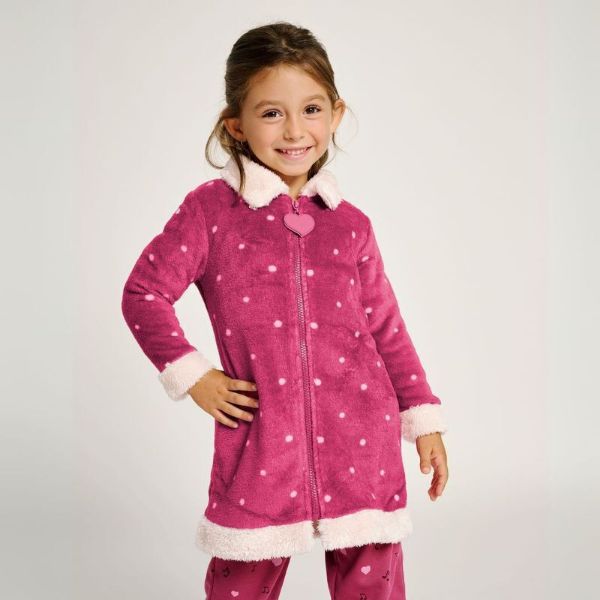 Εικόνα της Muydemi Μπορντό Fleece Εφηβική Ρόμπα Με Φερμουάρ.