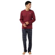 Εικόνα της Vamp Χειμερινή Καρό Ανδρική Πιτζάμα Μπορντό 23681