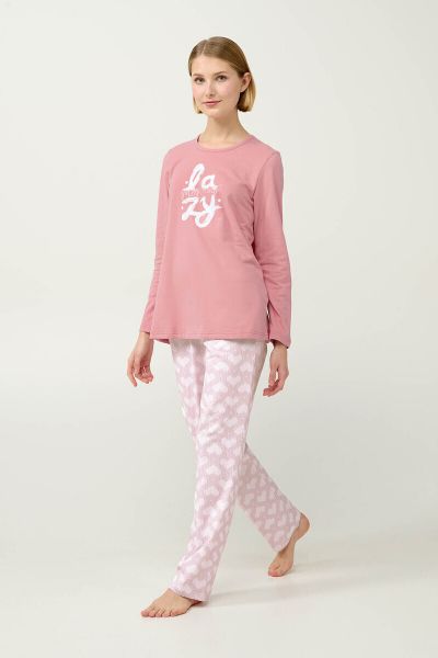 Εικόνα της Vamp Χειμερινό Γυναικείο Σετ Πιτζάμας Βαμβακερό Rose 23235