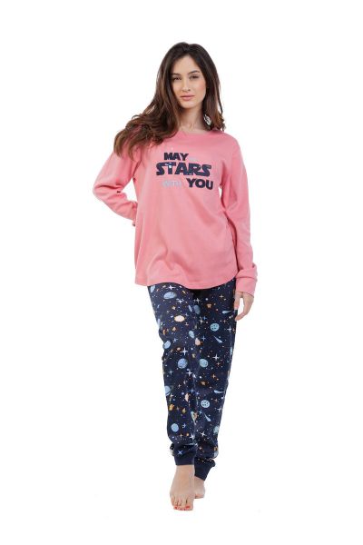 Εικόνα της Mei Βαμβακερές Γυναικείες Πιτζάμες Σάπιο Μήλο/Μπλε.