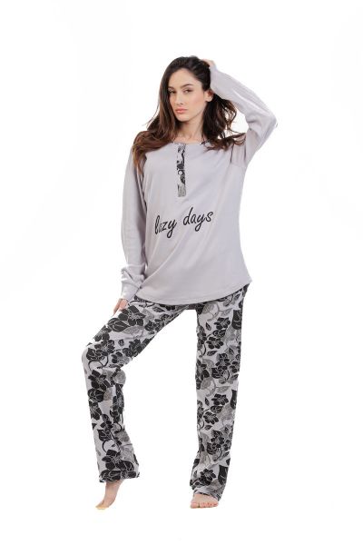 Εικόνα της Mei Βαμβακερές Γυναικείες Πιτζάμες Γκρι.