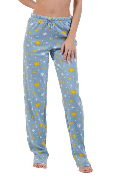 Εικόνα της Mei Βαμβακερό Γυναικείο Παντελόνι Πιτζάμας Σιέλ Εμπριμέ.