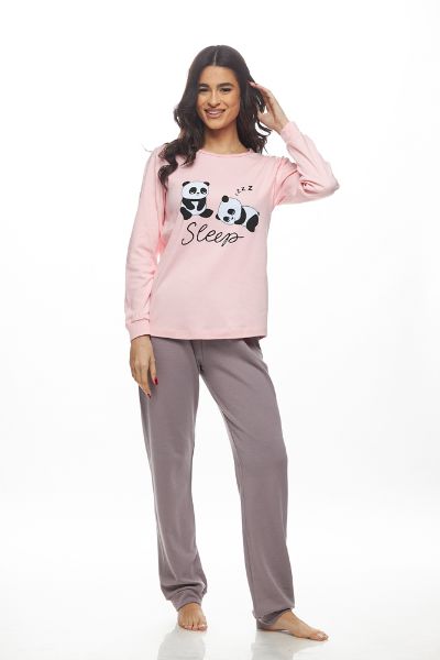 Εικόνα της Galaxy Καλοκαιρινό Γυναικείο Σετ Πιτζάμας Βαμβακερό Ροζ 811-25