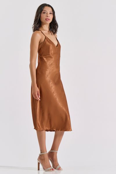 Εικόνα της Milena by Paris Χειμερινό Γυναικείο Νυχτικό Μπρονζέ 003461-Μπρονζέ