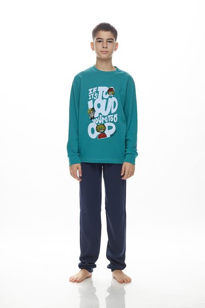 Εικόνα της Galaxy Παιδική Πιτζάμα Βαμβακερή Πετρόλ 134-25a-ΒΕΡΑΜΑΝ