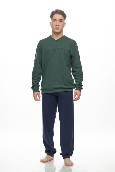 Εικόνα της Galaxy Χειμερινή Ανδρική Πιτζάμα Βαμβακερή Χακί 797-25