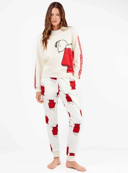 Εικόνα της Gisela Φούτερ Peanuts Snoopy Εκρού Γυναικείο Homewear.