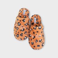 Εικόνα της Noidinotte Fleece Μπεζ Λεοπάρ Γυναικείες Παντόφλες.