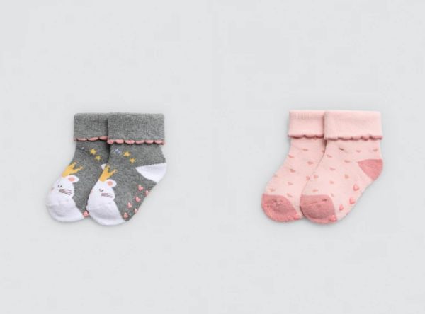 Εικόνα της 2Pack Ysabel Mora Βαμβακερές Πετσετέ Παιδικές Κάλτσες Με Βεντουζάκια Σιλικόνης Ανθρακί/Ροζ.