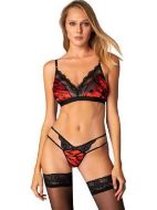 Εικόνα της Milena μαύρο/κόκκινο bealette με δαντέλα και βελούδο.