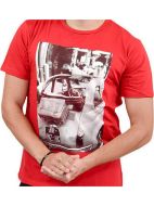 Εικόνα της Galaxy βαμβακερή ανοιχτή μπορντό ανδρική κοντομάνικη μπλούζα.