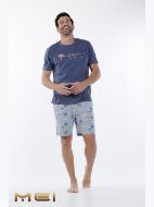 Εικόνα της Mei Βαμβακερή Ραφ Ανδρική Πιτζάμα Με Σορτς.